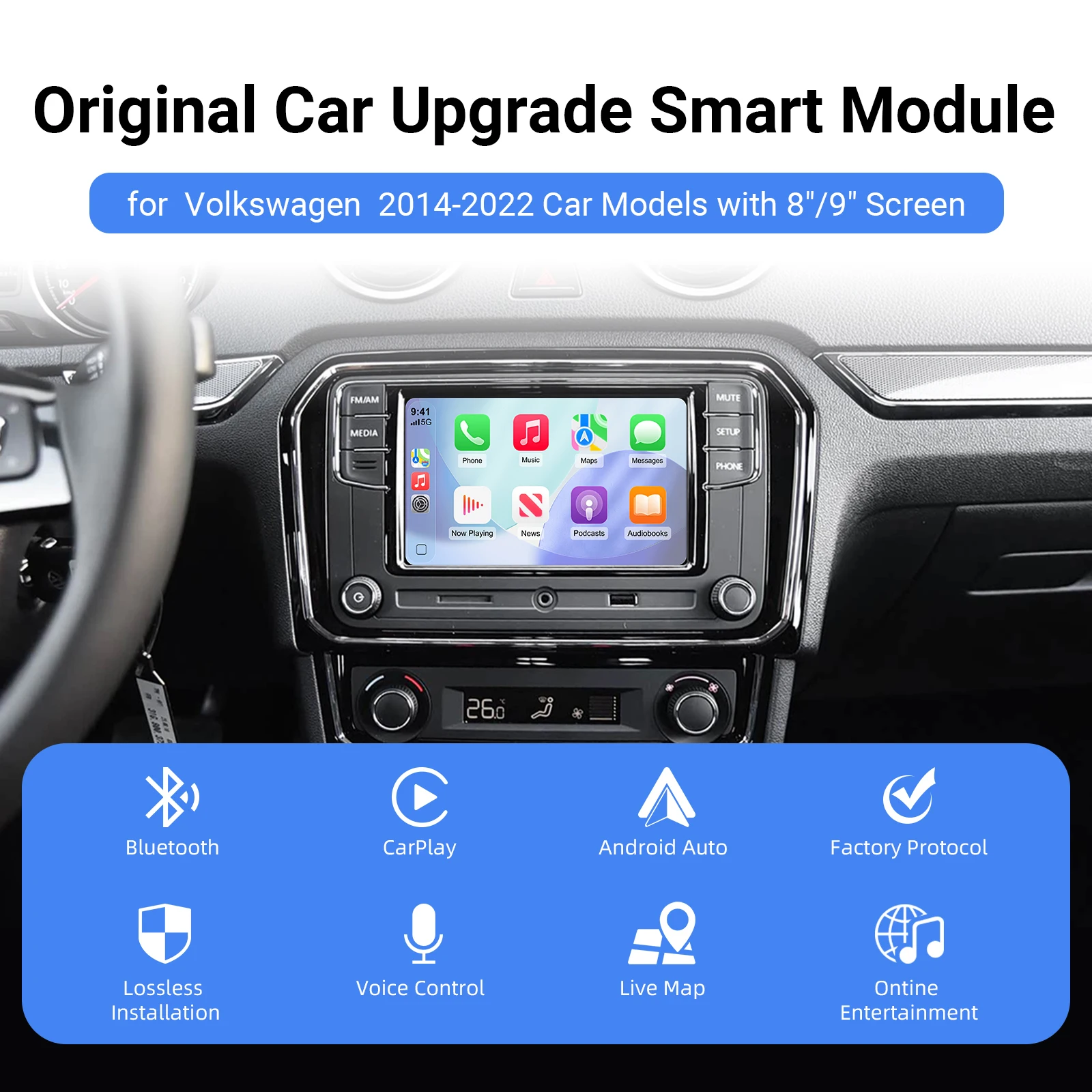 EzoneTronics OEM Screen Upgrade Decoder Box multimedia interface CarPlay Android auto Retrofit Kit for VW SOKDA SEAT MIB MIB2 pl