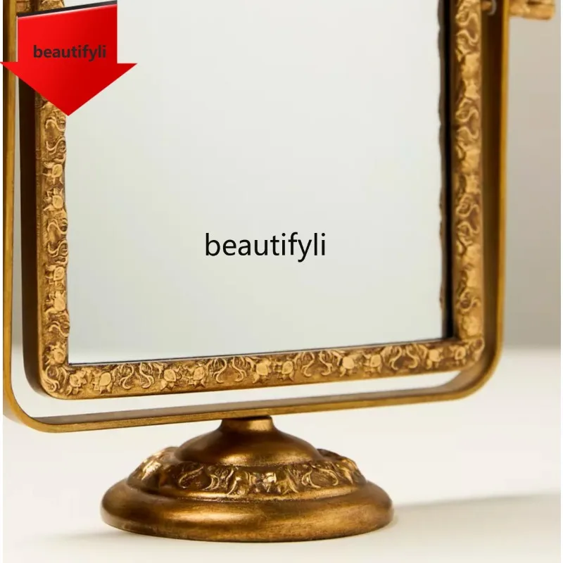 07 Flower Cluster Carved European Style Desktop Makeup Mirror Portable Decorative Mirror