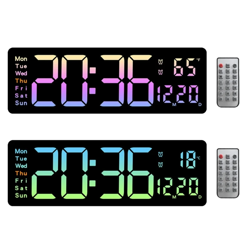 

Multifunctional LED Clock with Temperature and Humidity Date and Week Display Modern Digital Clock Wall Hangable