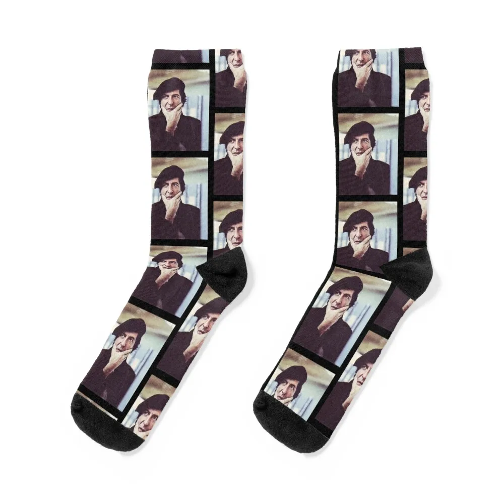 

Leonard Cohen photo in beret - Black Socks hiphop FASHION soccer anti-slip christmas gift Socks Male Women's