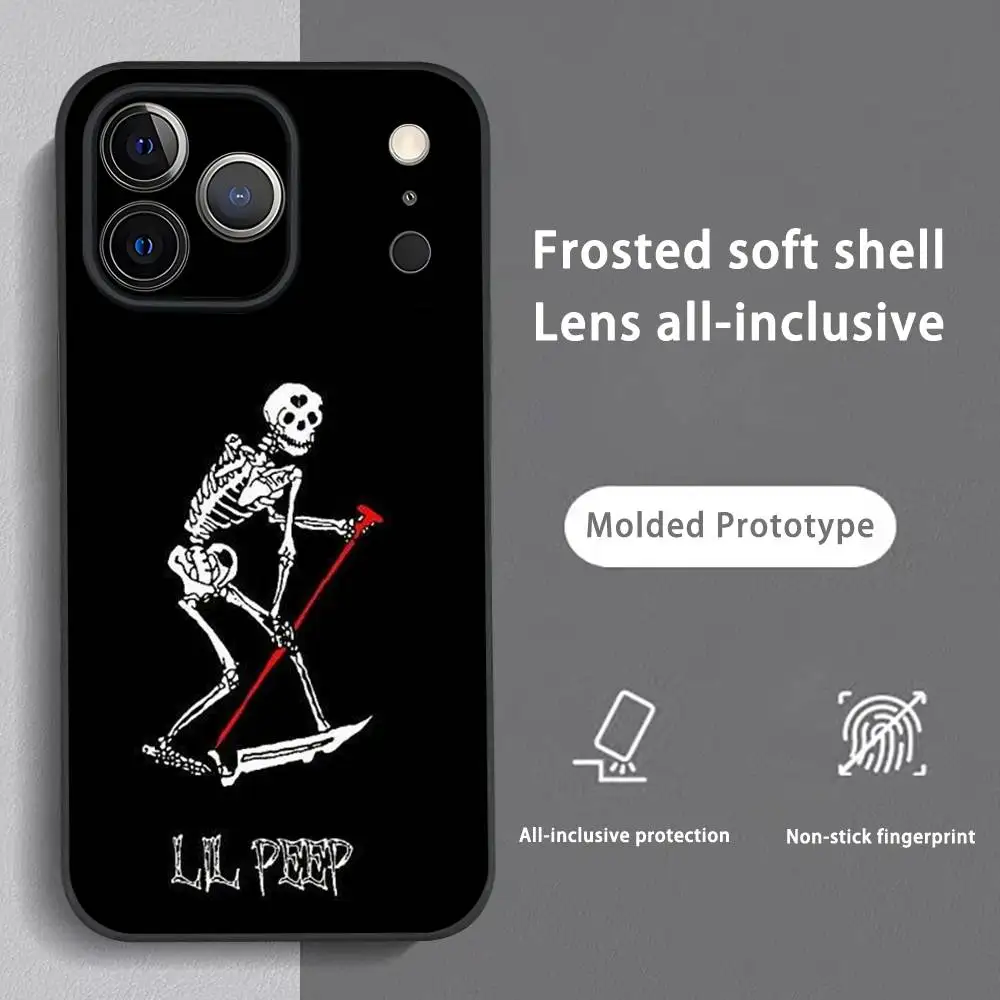 L-Lil Peep H-Hell Boy Phone Case For iPhone 17 16 15 14 13 12 11 Pro Max Plus Mini Black Frosted Soft Shell Funda - view 4