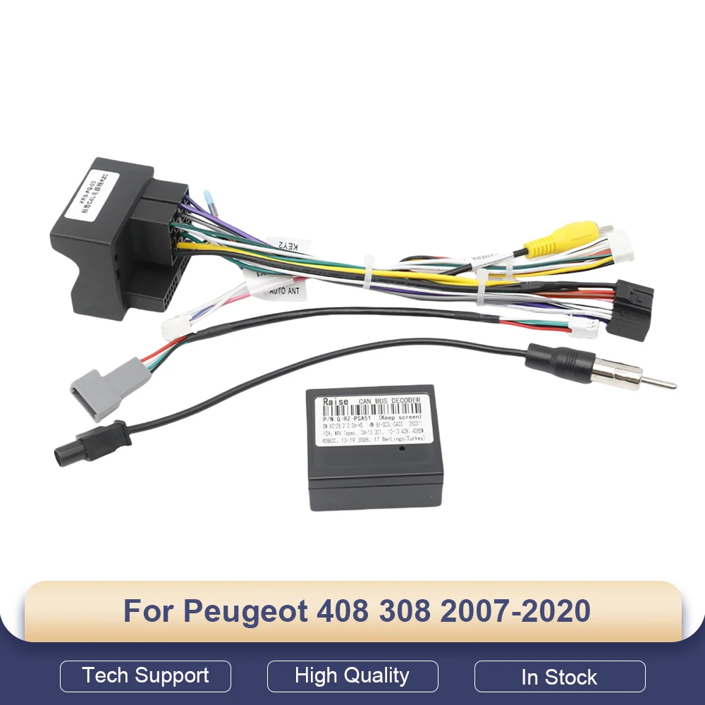 

Автомобильная магнитола с адаптером CANBUS 16 PIN для Peugeot 408 308 2007-2020, кабель питания, Android 2 Din