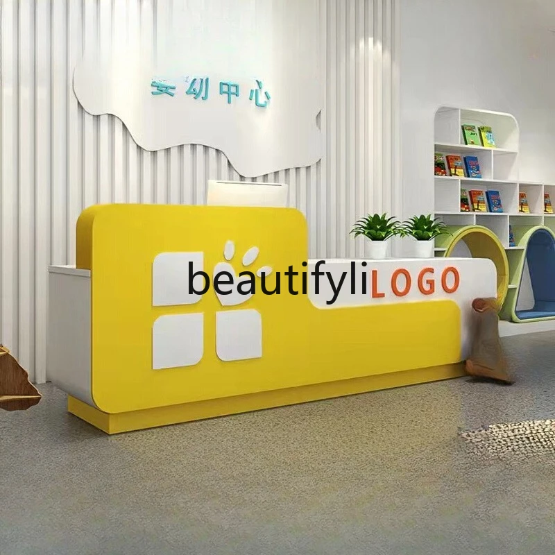 

Painted Front Desk Early Education Center Training Institution Reception Desk Fun Art Center Bar Counter