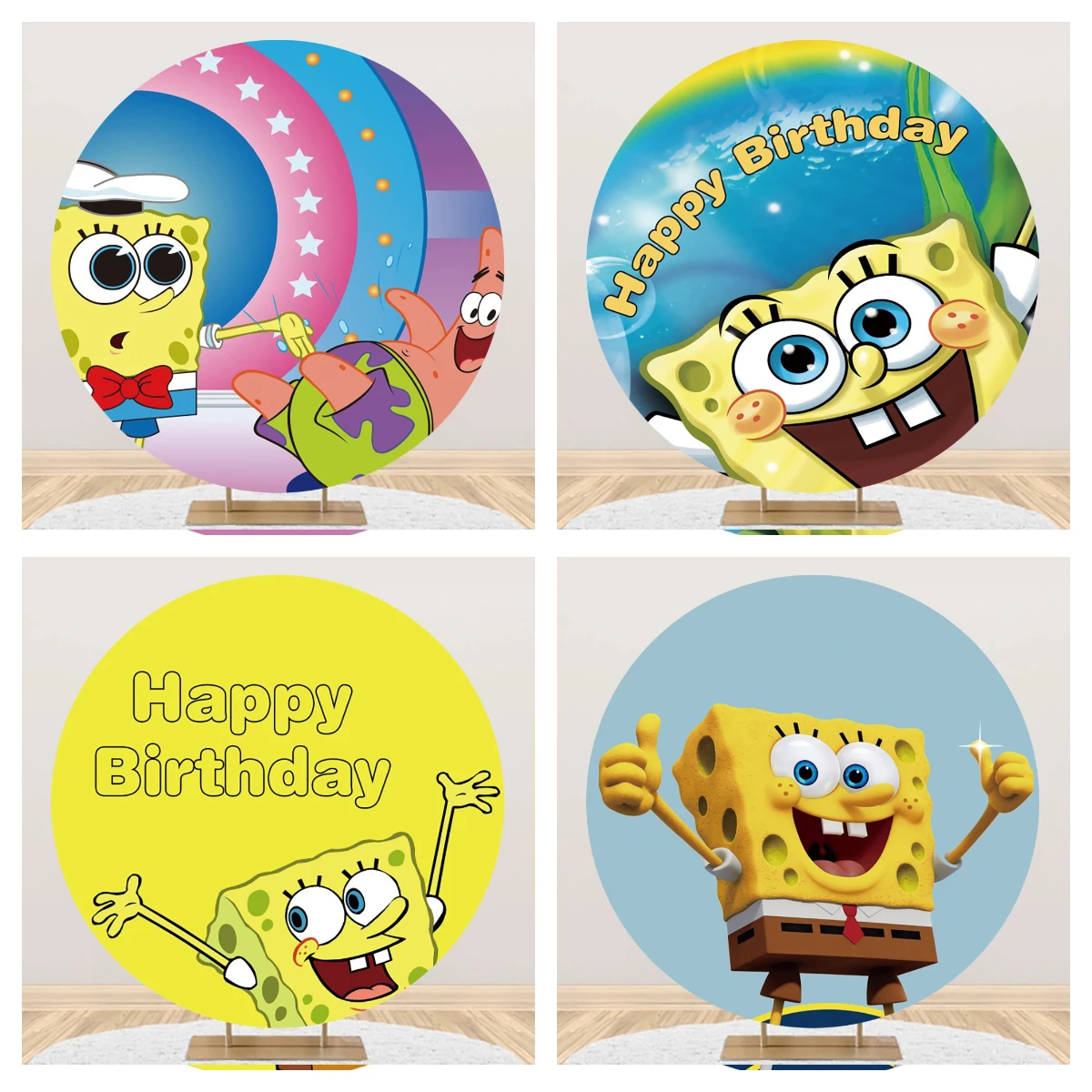 

Bandai SpongeBobs Round Backdrop Photo Background For Photography Baby Shower Birthday Party Supplies Props Banner Decoration