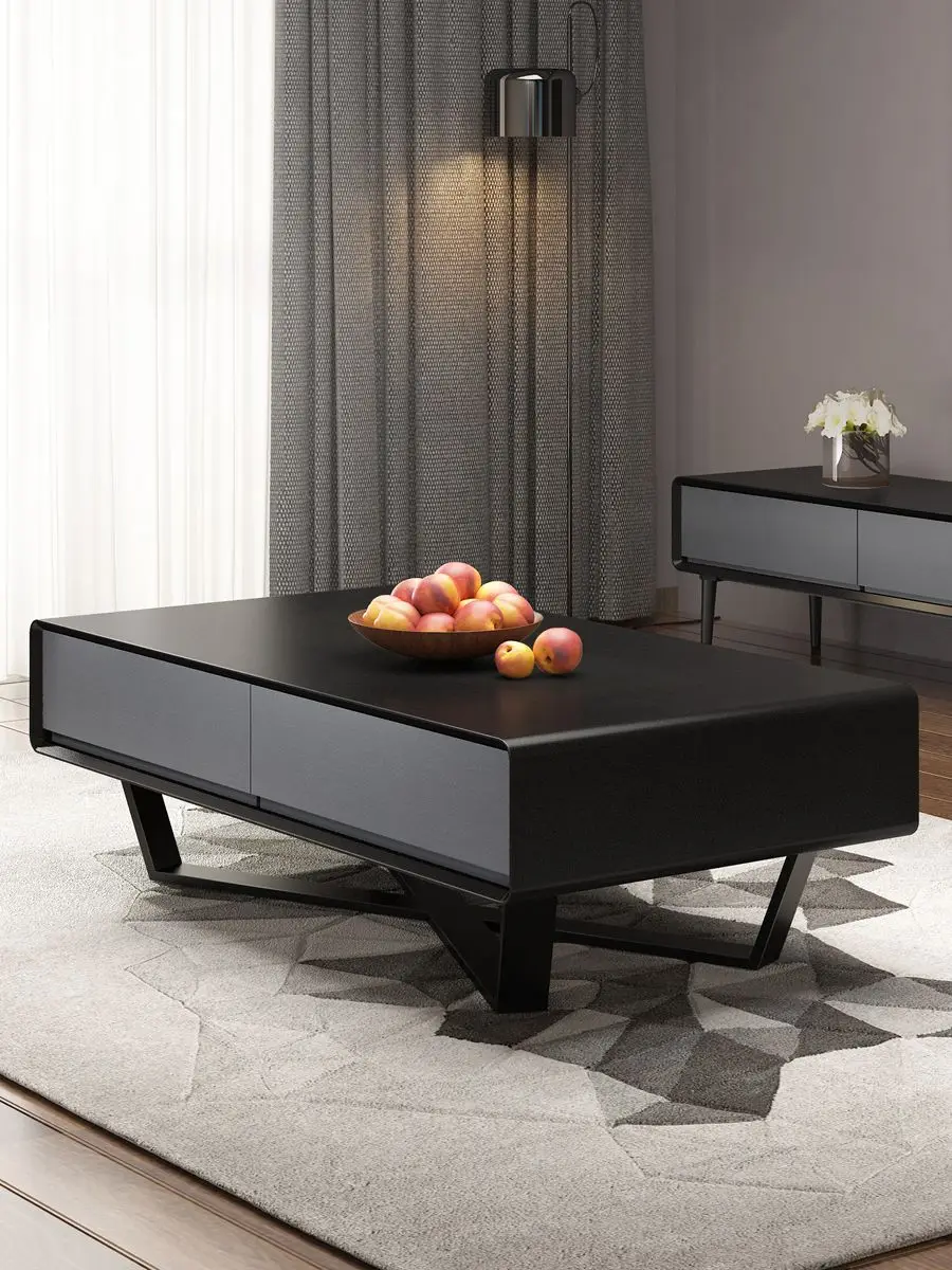Nordic modern simple walnut coffee table size apartment living room minimalist storage light luxury log color Internet celebrity