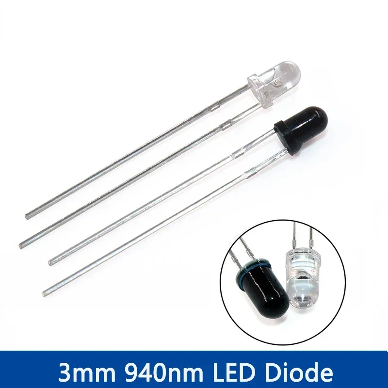 10 juegos de kit de emisor y receptor LED infrarrojo de 3 mm (F3) 5 mm (F5) diodos de 940 nm 1,4-1,6 V 20 mA para proyectos de control remoto con sensor