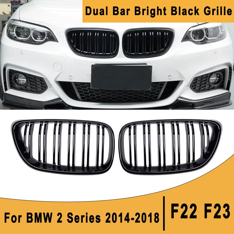 

Dual Bar Bright Black Racing Grills for BMW 2 Series F22 F23 2014-2018 -Car Front Grille Upgrade Modification Accessories 2017