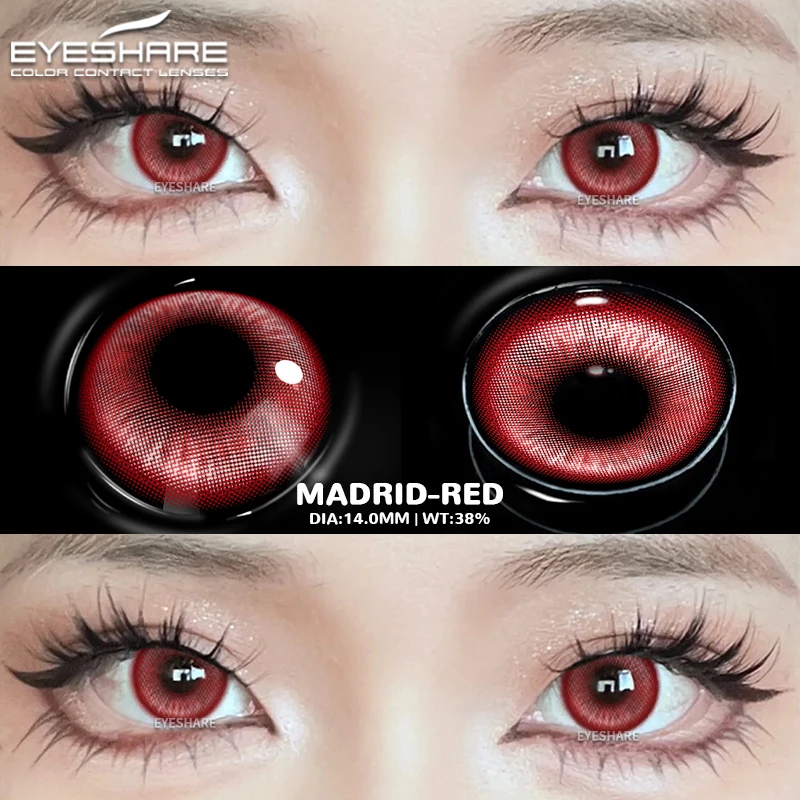 EYESHARE Cosplay Weiß Farbige Kontaktlinsen 2 stücke Crazy Red Kontaktlinsen Anime Schwarz Augenlinsen Halloween Schönheit Make-Up Objektiv