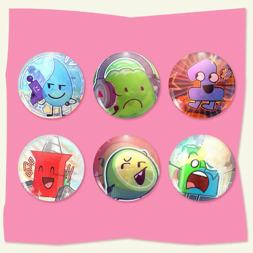 For Dream I-Island BFDI Round Snap-in Brooches Rock Band Lapel Pins Badges Fan Collection Accessories Jewelry Handmade Gifts