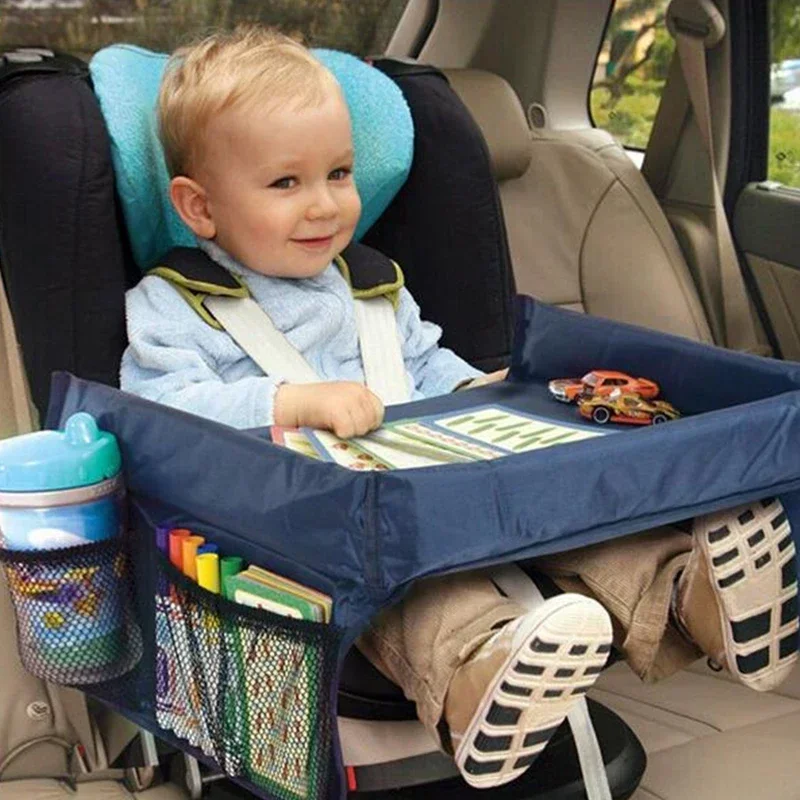Snack Lap Tray Baby Stroller Tray Airplane Play Table Kids Travel Tray Toddler Car Seat Tray Double Sided Activity Organizer