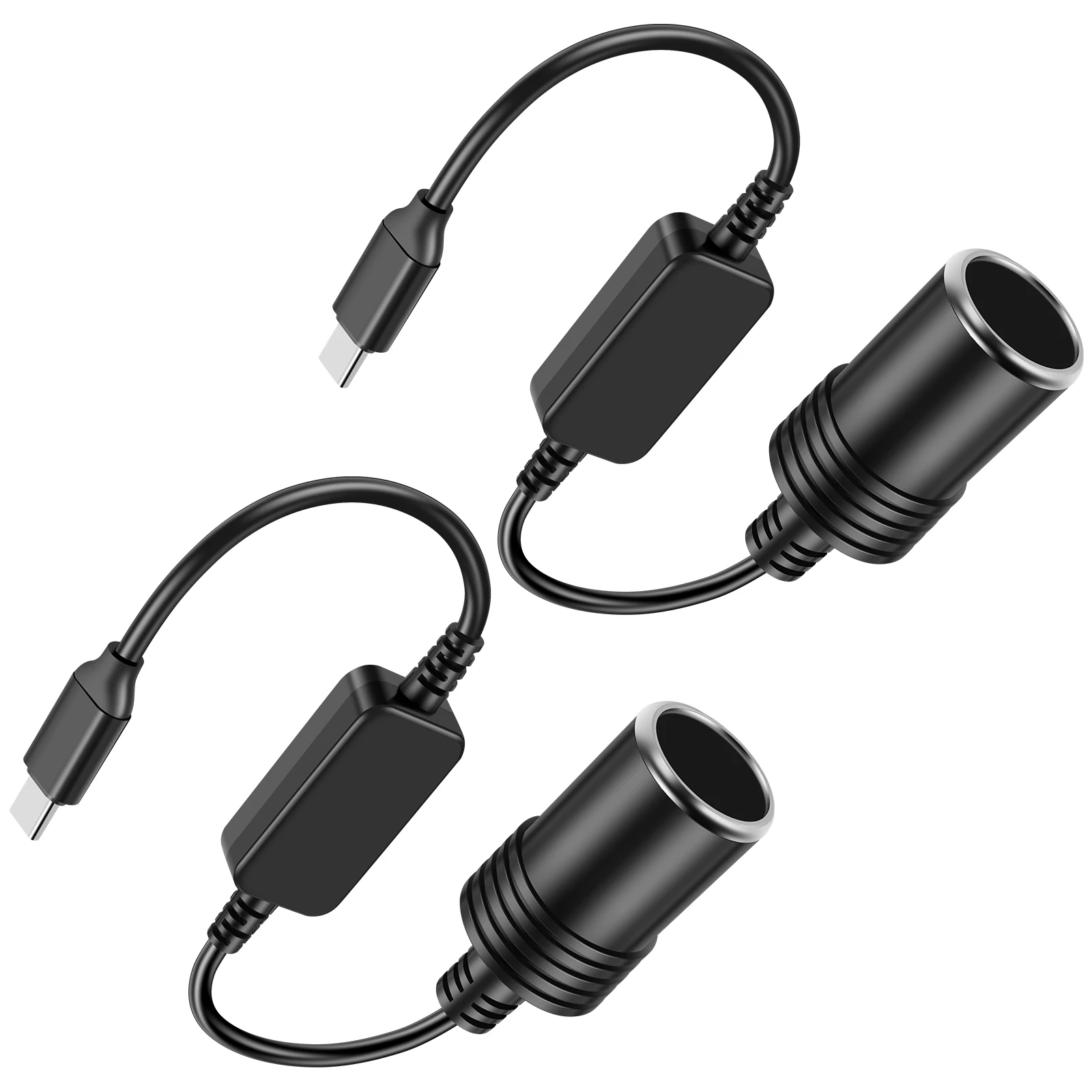 4/2Pcs Car Cigarette Lighter Socket USB C Type-C To 12V Male to Female Cigarette  Lighter Adapter Power Cable