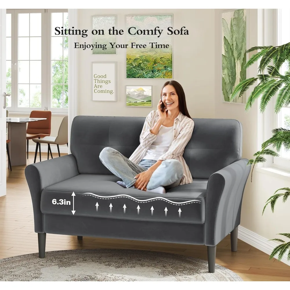 أريكة مخملية مدمجة بمقعدين، 48 مقعدًا عميقًا، أريكة مريحة لغرفة النوم، 21 مقعدًا، خيارات جلوس مريحة