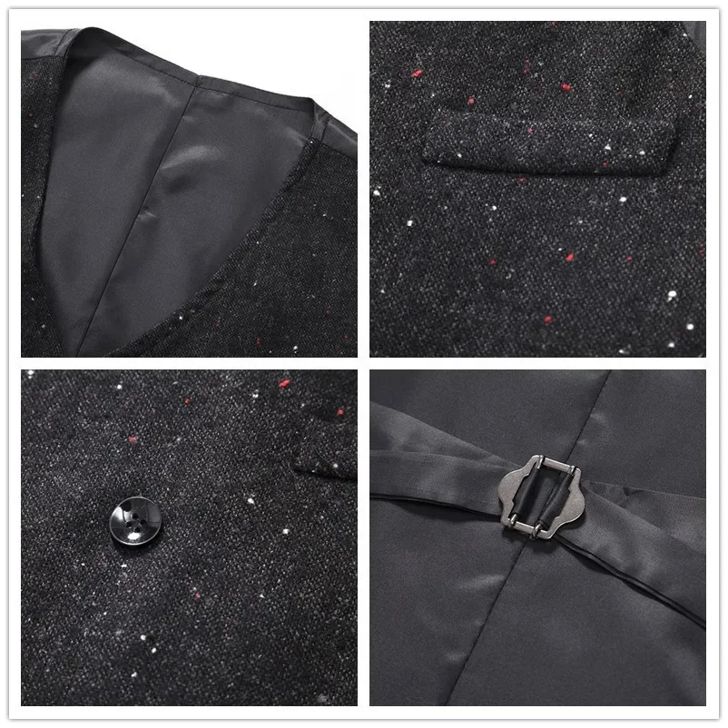 Vintage Chaleco Hombre Men เสื้อกั๊ก Double Breasted Tweed Trajes Elegante Para Hombres ธุรกิจชุดบุรุษชุดเสื้อกั๊ก