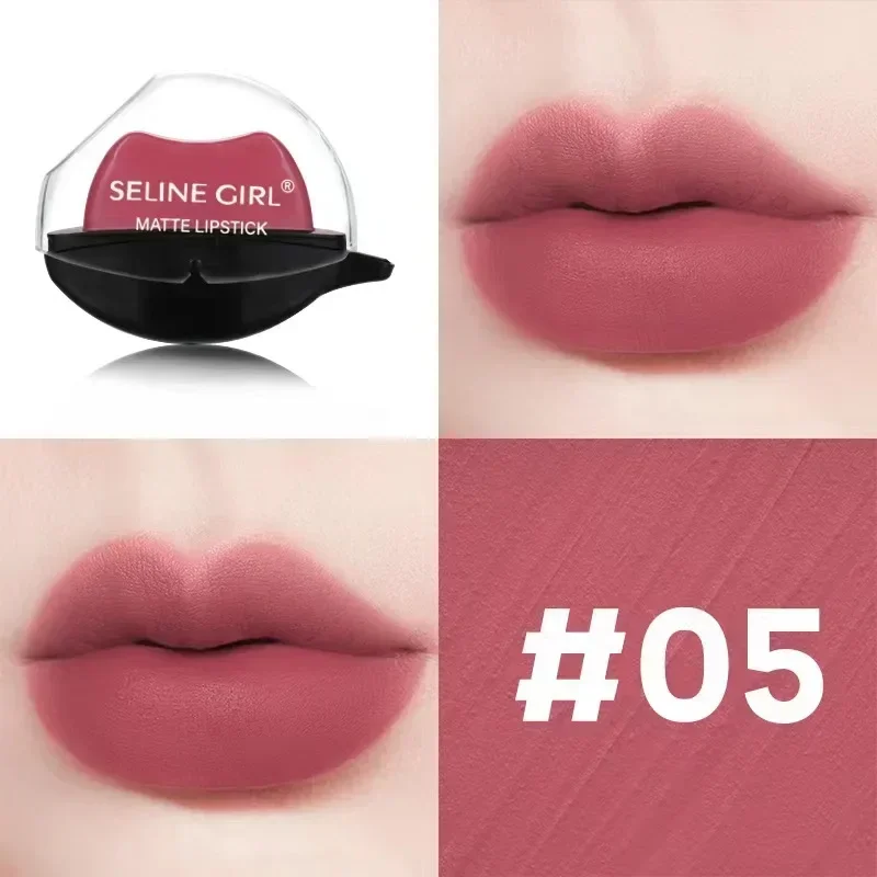 Lip-shaped Lipstick Makeup Lazy Lipstick Velvet Matte Moisturizing Lip Gloss Waterproof Non-stick Cup Long Lasting Makeup