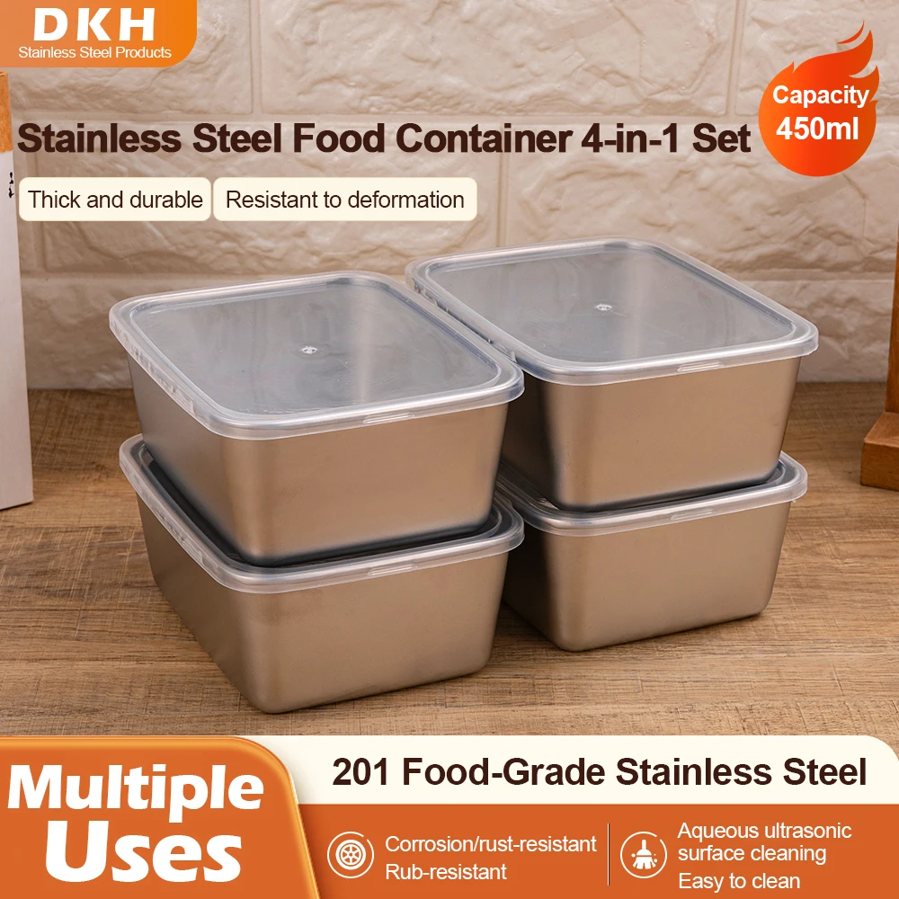 MTM 4-teiliges Set Kleine Edelstahl-Lebensmittelbehälter mit Deckeln Auslaufsichere Frischhaltedosen für Reisen, Camping und Picknicks