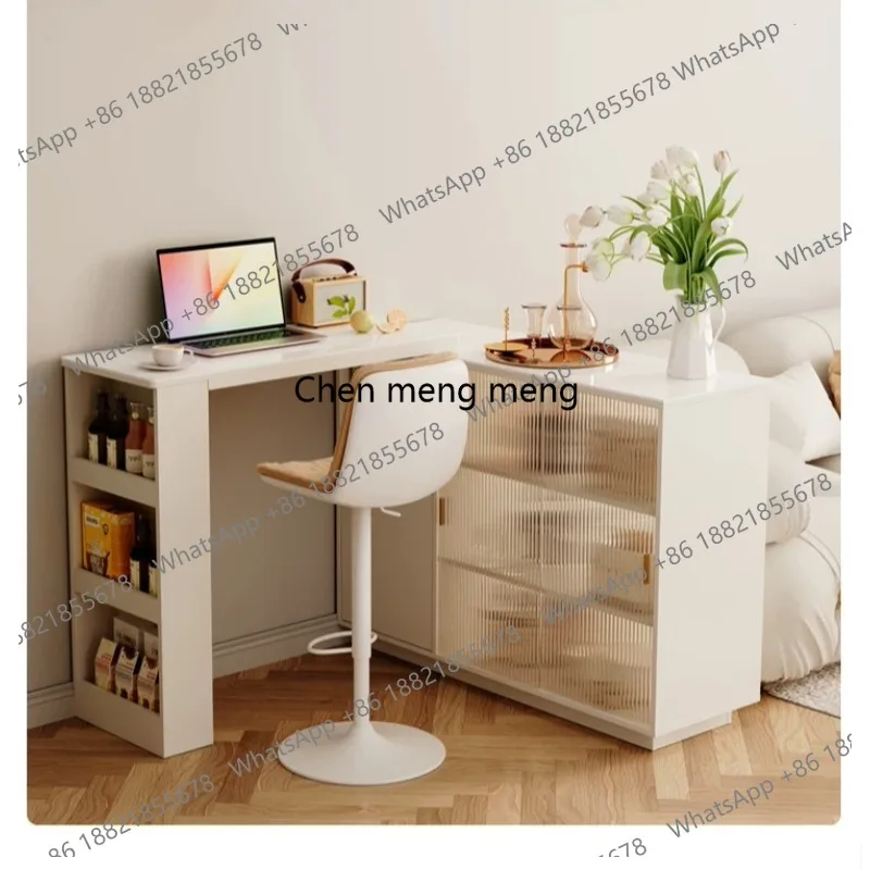 Bar table Rotatable retractable living room partition Cream wind French bar table Island cabinet