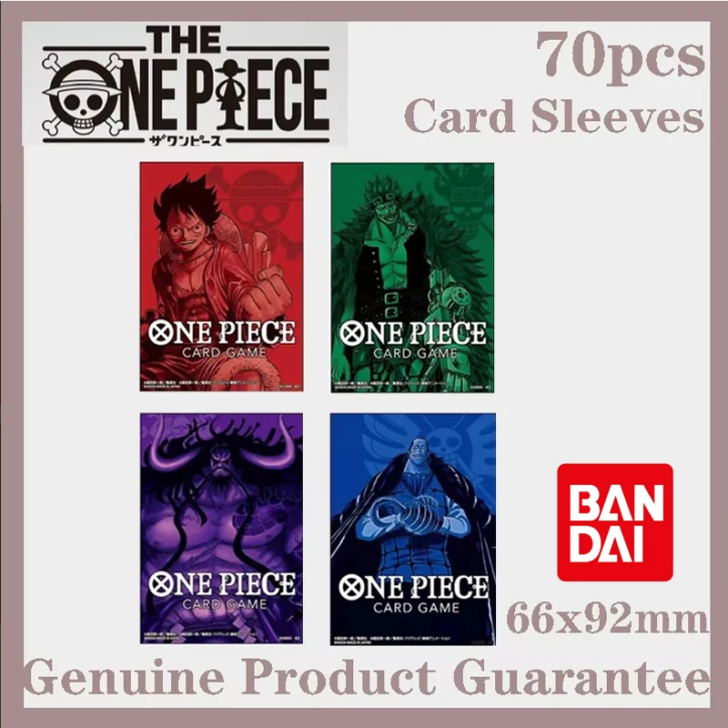 Bandai Hot 70pcs One Piece Card Sleeves 66x92mm Luffy Eustass Kid Kaido Crocodile 4 Styles Anime Protective Sleeves TCG Gift