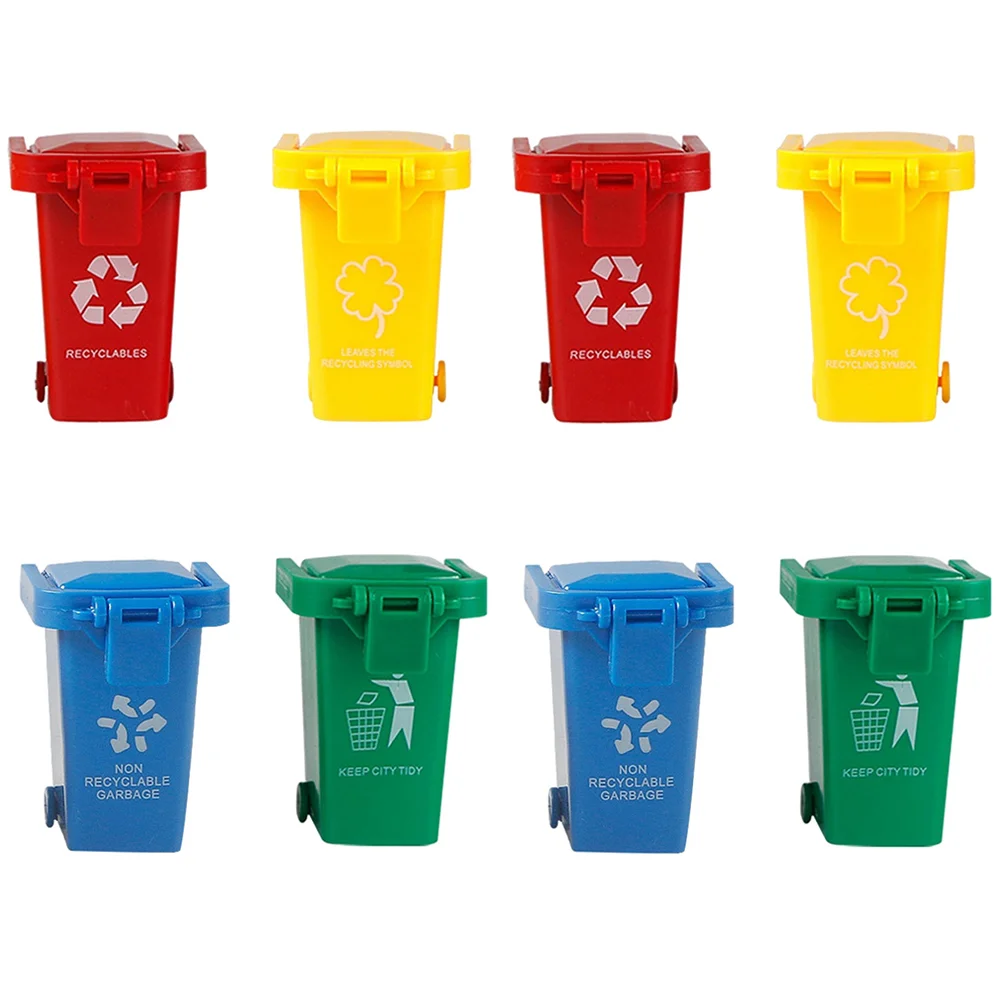 

8 Pcs Mini Recycle Bin Kids Cars Toy Trash Small Waste Management Garbage