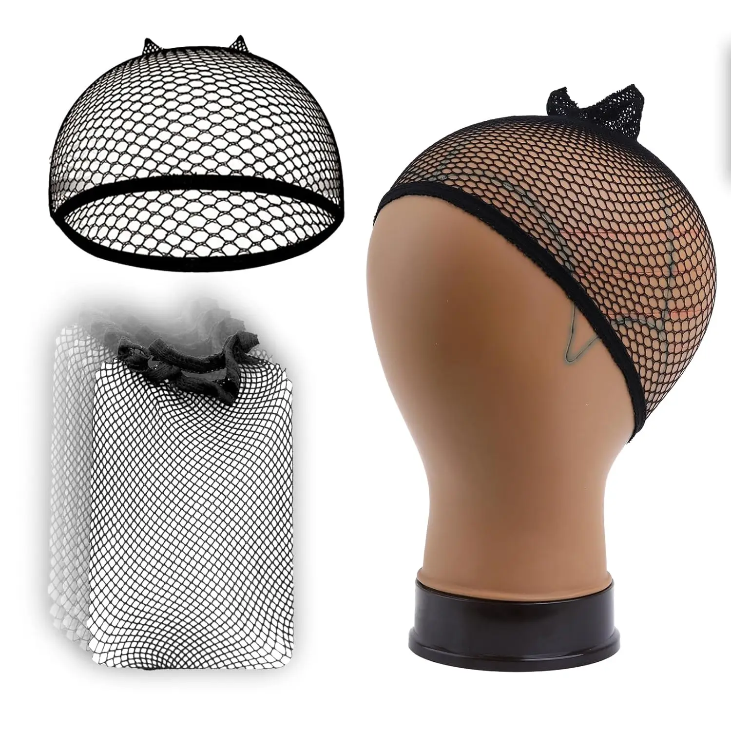 

Closed/Open Mesh Wig Caps & Fishnet Hair Net for Women, Nylon Weaving Net for Halloween Cosplay
