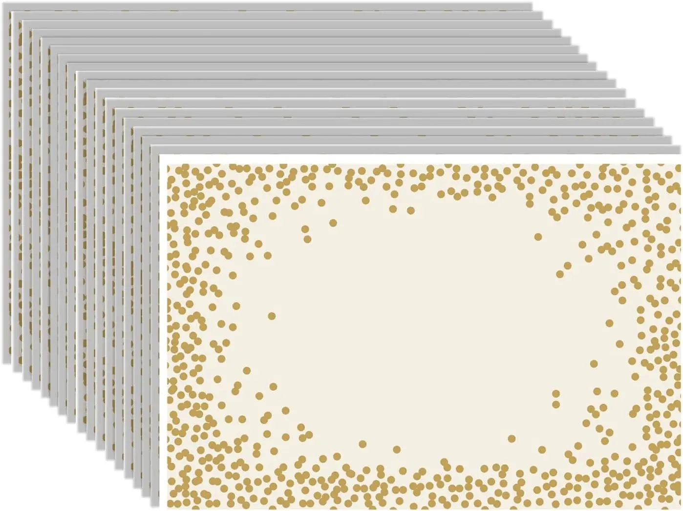 Manteles individuales de papel desechables Gold Confetti para mesa de cocina - 18 hojas, fabricados en EE. UU.