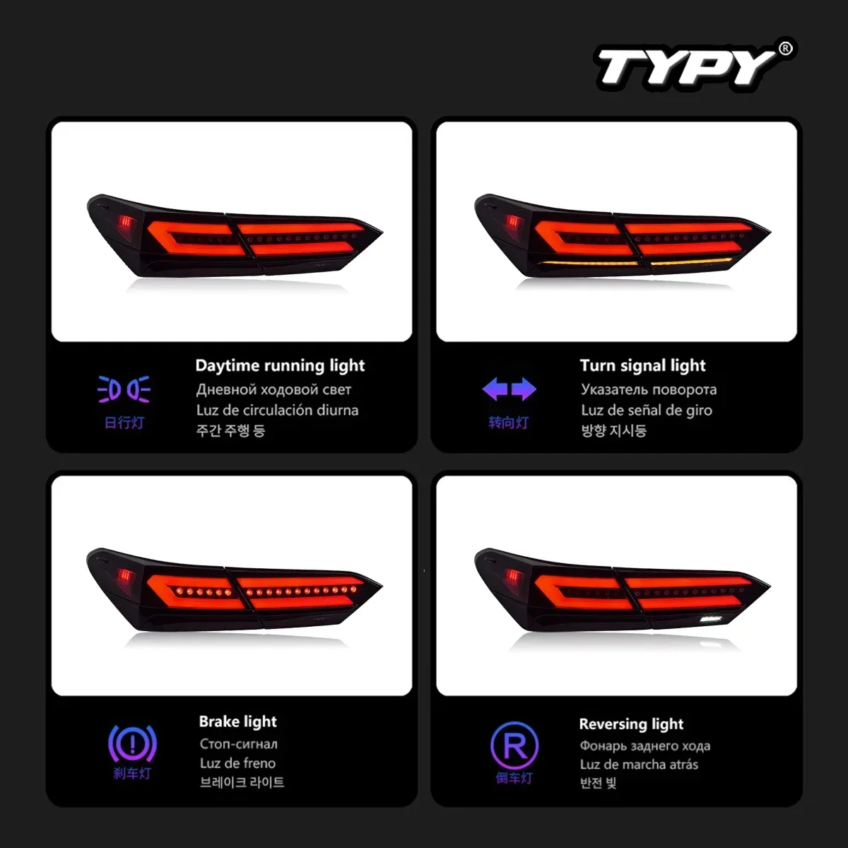 

Car LED Through Tail Light For Toyota Camry 8th Gen Rear Taillights DRL Sequential Turn Signal Brake Lamps 2018-2022