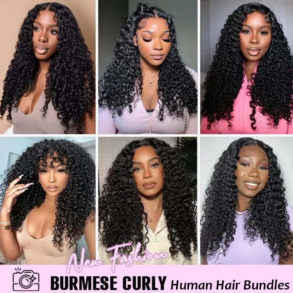 Cabelo Humano Cacheado Birmanês 30" 15A, 100% Cabelo Humano Cru, Extensões de Cabelo Virgem, Cabelo Cacheado em Espiral Oceânica