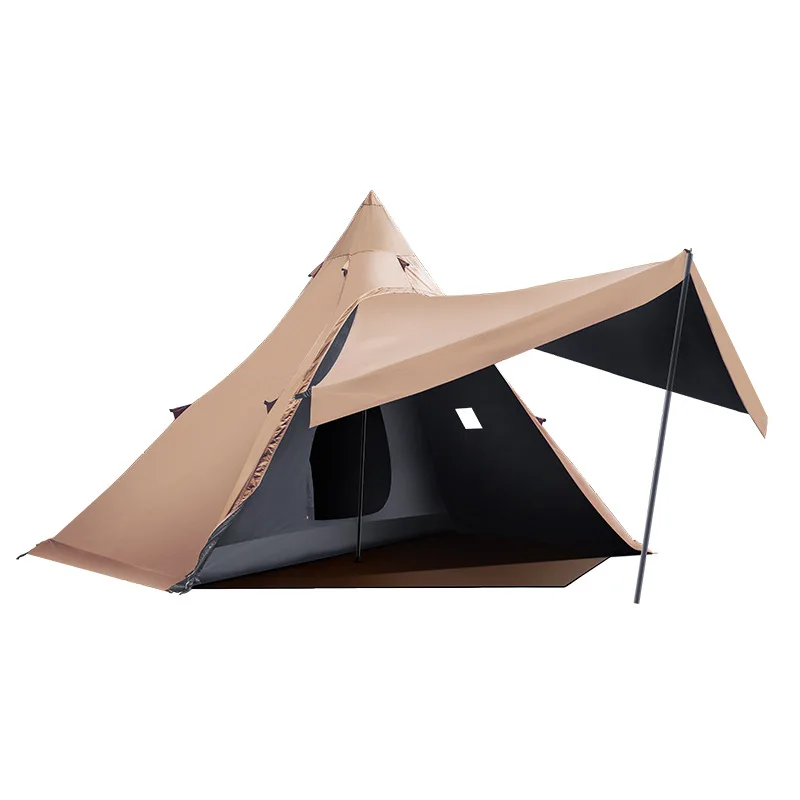 Pyramid tent outdoor double rainproof camping thickened minaret tent chimney tent