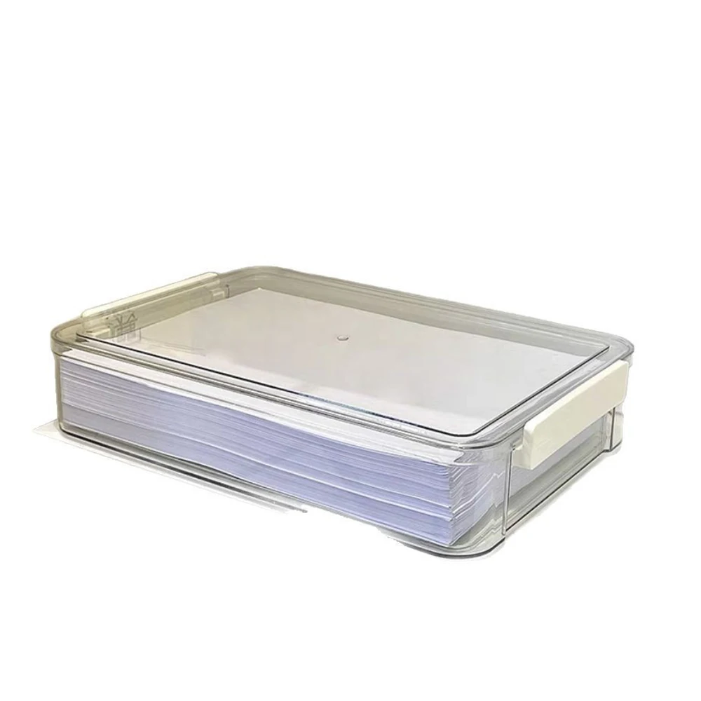 2 Pack Clear Plastic File Case, Document Storage Box, Flat Paper Organizer for Magazine Photo Scrapbook, Office School Supplies