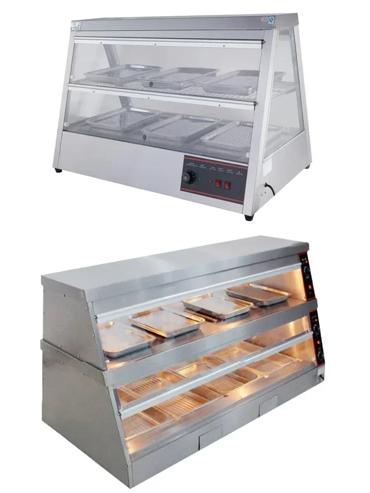 hamburger insulation display cabinet, commercial stainless steel 1.5-meter heated constant temperature cooked food