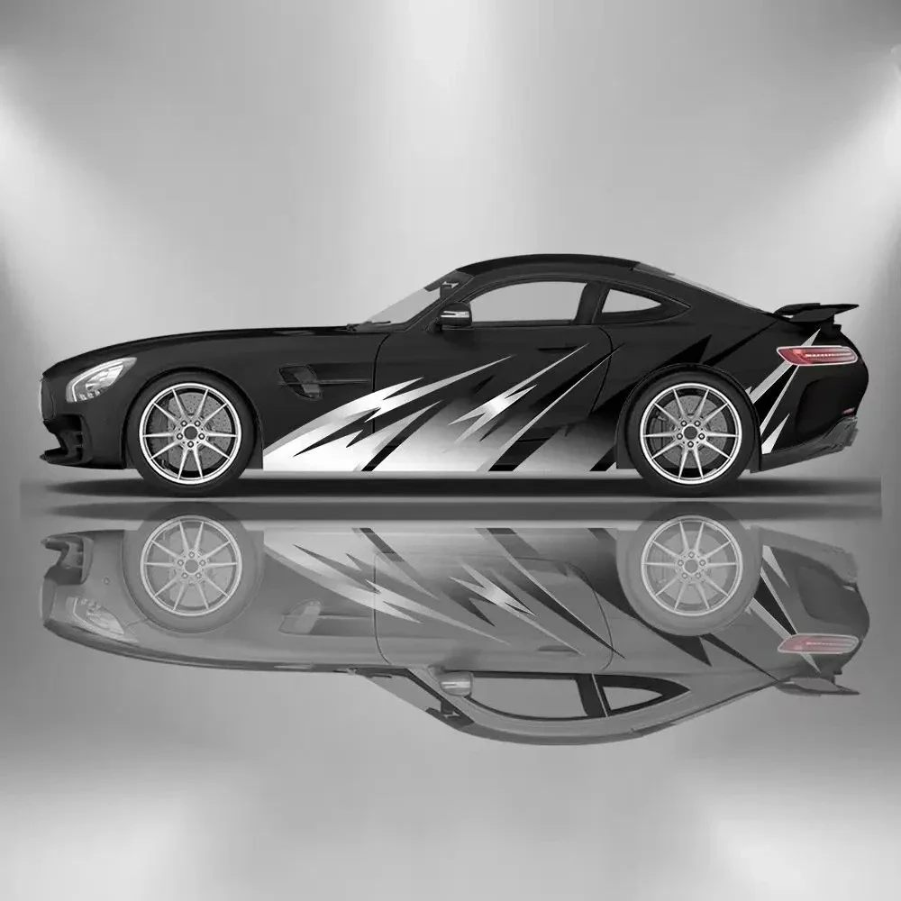 Flame Shape Line Racing Car Side Vinyl Wraps Decal Self-adhesive PVC Sticker Suitable for Trucks SUV Decoration Auto Accessories