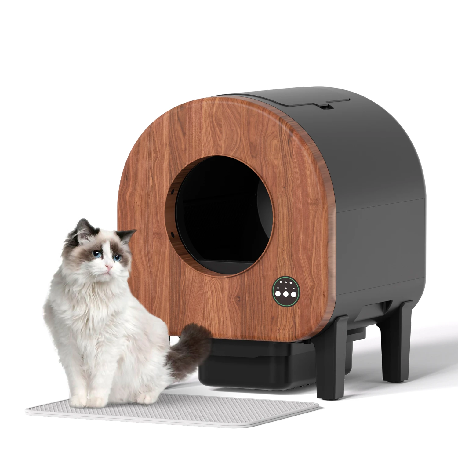 OEM   intelligent automatic self-cleaning pet toilet trash can easy cleaning WiFi application control 75L cat interior