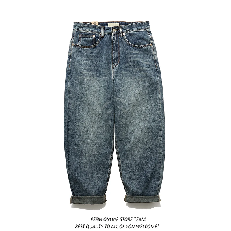 Retro Waed Casual Jeans Loose Straight Leg y Wide Leg Dad Pants Men's Jeans Trendy Youth ular Autumn Long Pants