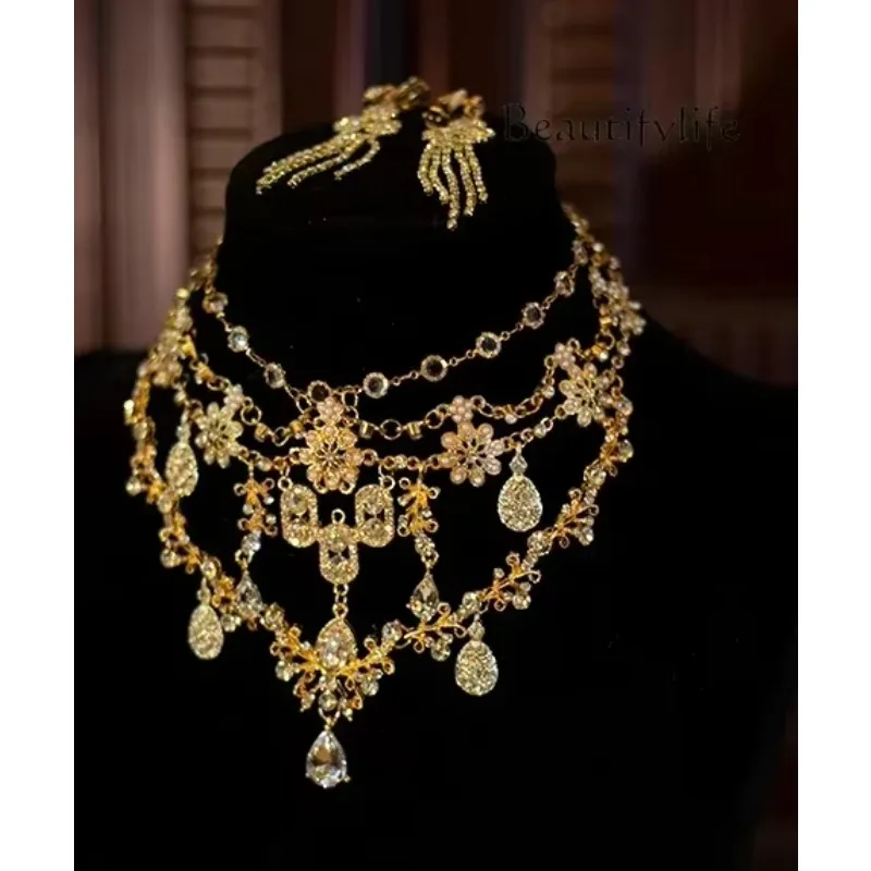 

BJ BJ Headdress Korean Style Photo Fairy Crystal Tassel Bridal Wedding Hair Accessories Rhinestone Forehead Diamond Forehead Or