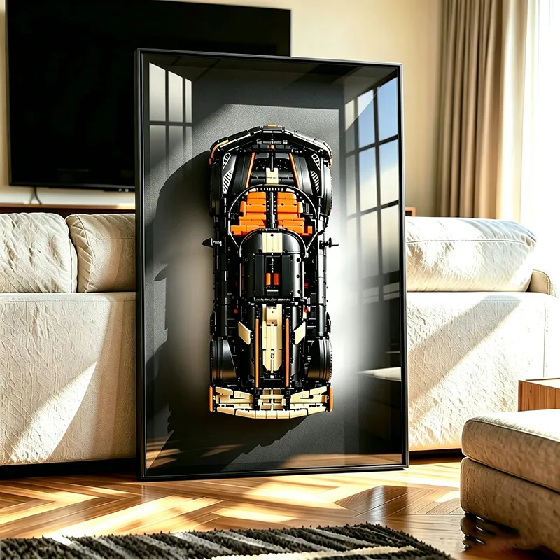 Wall-Mounted Display Frame Compatible with LEGO 42232 Koenigsegg Sports Car Model, Adult Collectible Home Decor Gift, Frame Only