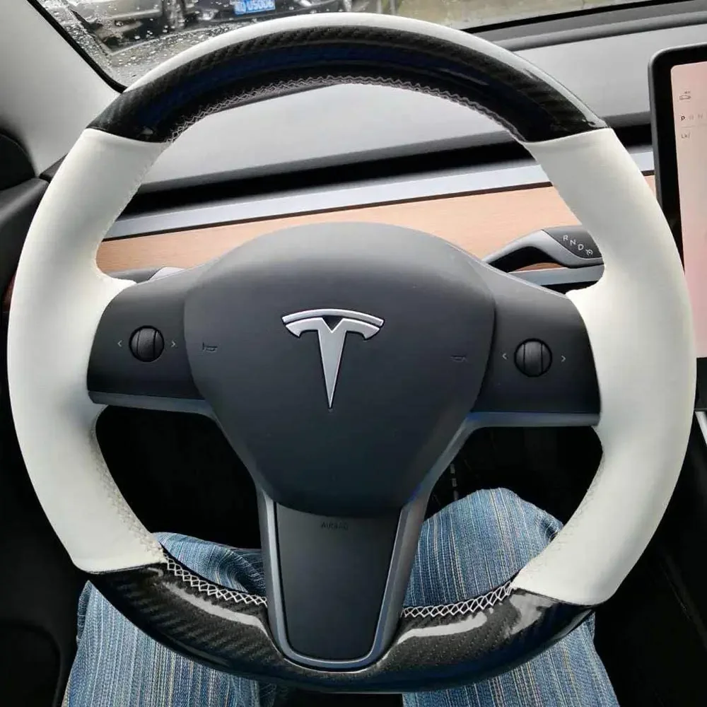 diy-white-leather-carbon-fiber-auto-steering-wheel-cover-hand-stitch-on-wrap-fit-for-tesla-model-3-model-y-auto-accessories