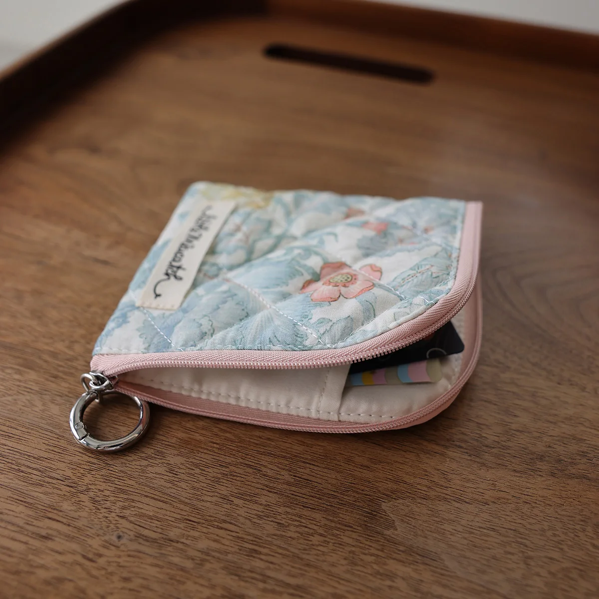 Floral coin purse printed soft card holder jewelry small storage bag quilted portable light cosmetics storage bag
