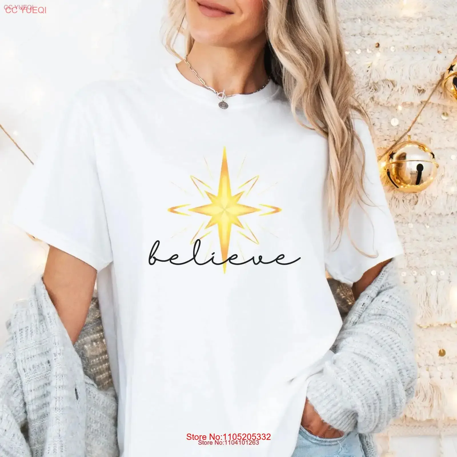 Star of Bethlehem Believe Christmas T Shirt Religious Holiday Faith Based Xmas Apparel Church Group Matching Festive vintage