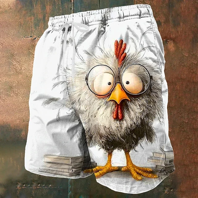 Funny Cartoon Animal Pattern Beach Shorts Men Multiple Character Duck Dog Cat Couple Matching Quick Dry Casual Swim Trunks
