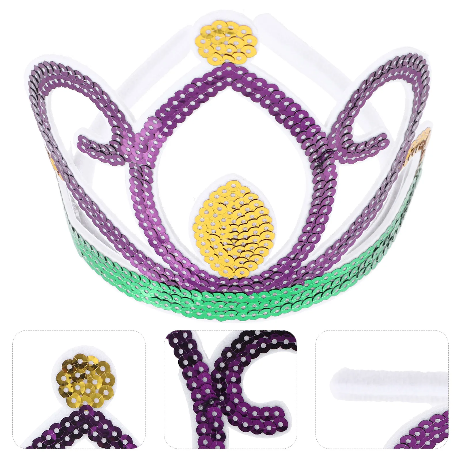 Sequin Crown Headpiece Shimmering Birthday Crown for Women Holiday Party Favor Dress Up Hair Accessory Carnival Celebration