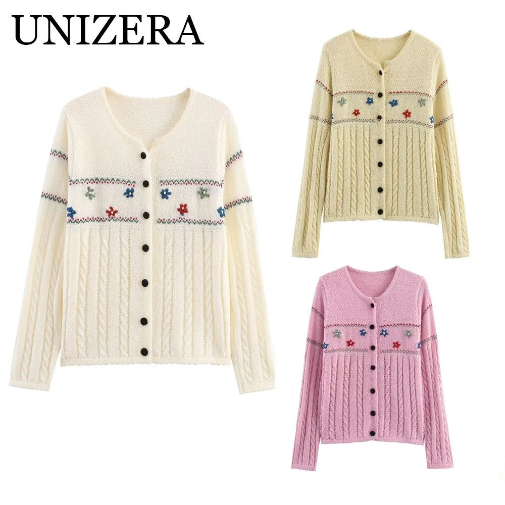 

European and American style women's clothing new fashion temperament versatile daily niche embroidery flower knitted cardigan