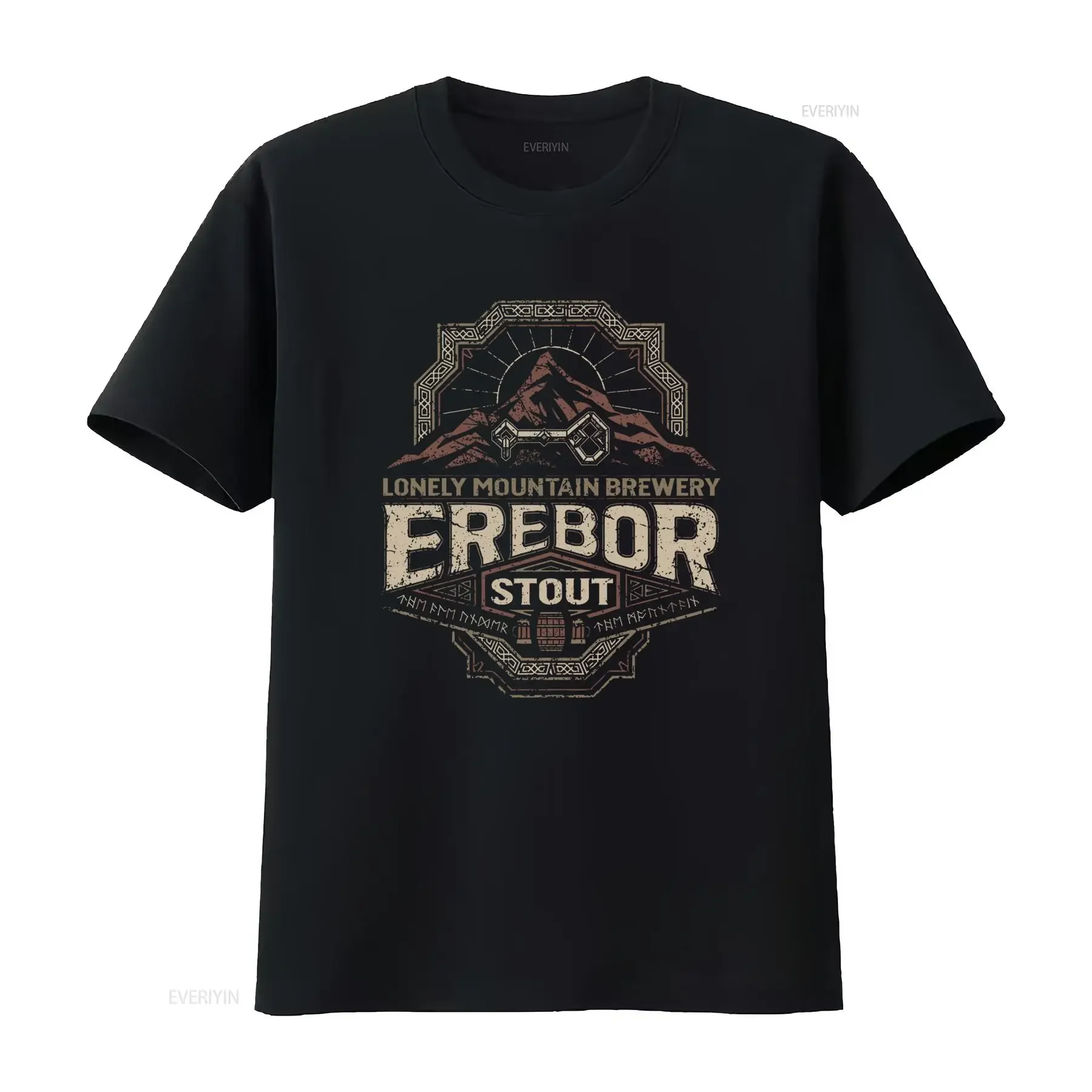 Erebor Stout Lonely Mountain Brewery Fantasy T Shirt for Men with Mythic Creatures Design vintage Washed designer clothes Soft