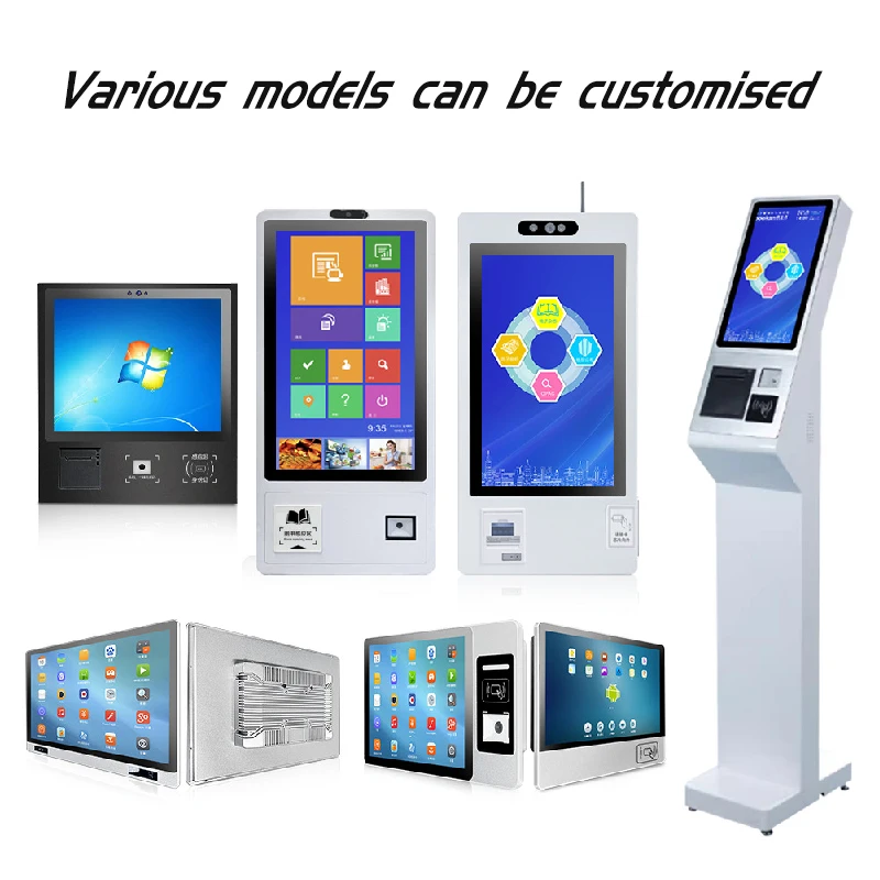 Quiosco de boletos automático de actividad de cabina de gestión de información de boletos de cola de banco de hospital táctil de autoservicio de 21,5 pulgadas