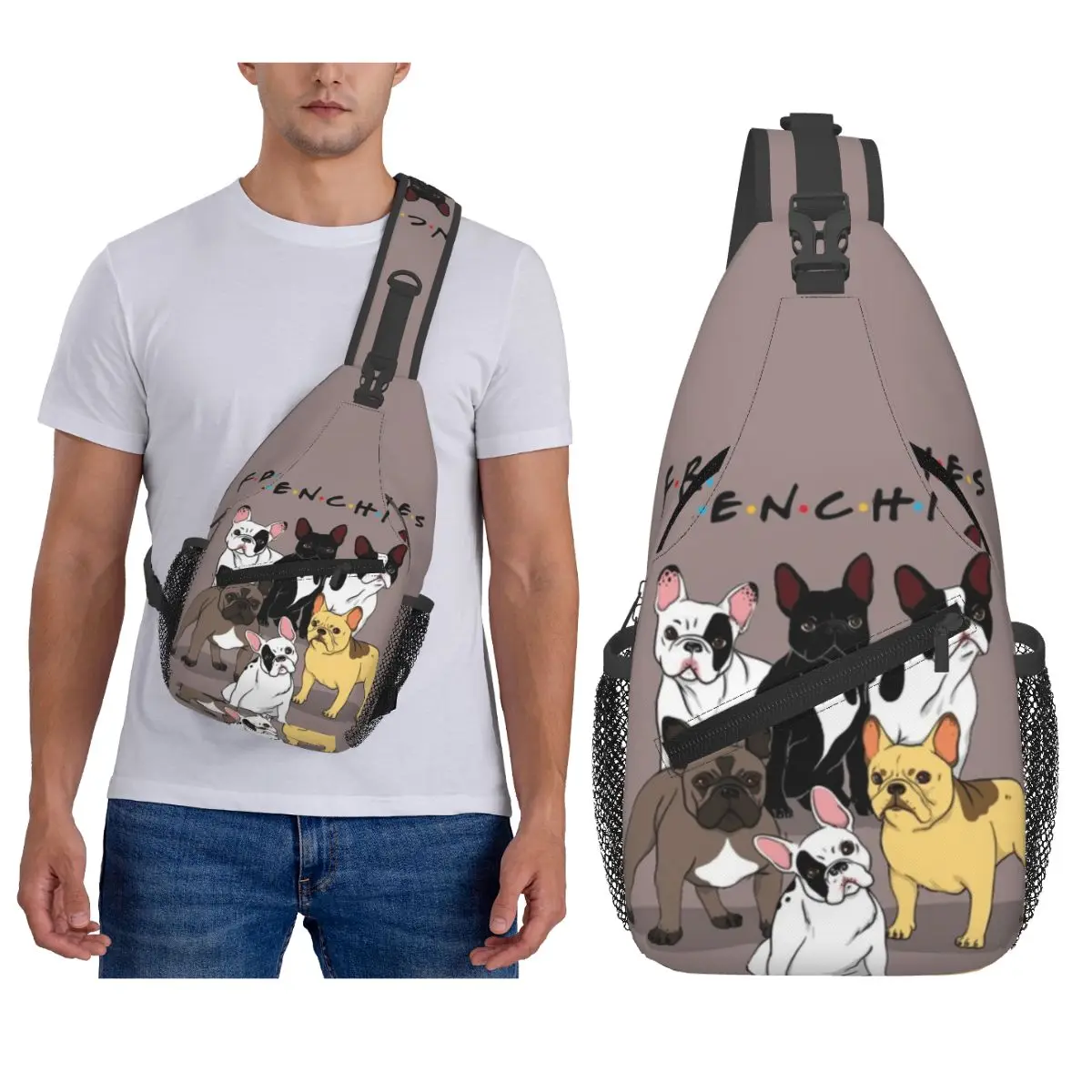 

Нагрудная сумка с французским бульдогом, мужской рюкзак через плечо, нагрудная сумка, дорожный походный рюкзак, сумка на плечо