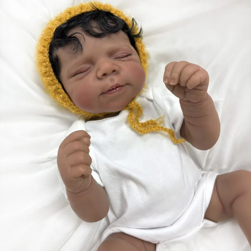48cm Dark Skin Full Vinyl Body Reborn Doll Pascale 3D Skin Painted Visible Veins