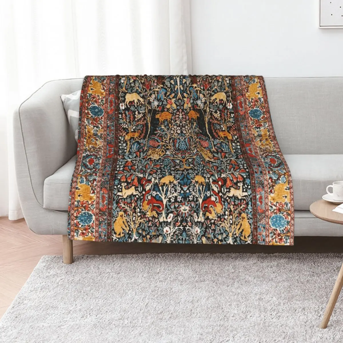 

Antique Persian Carpet Print Throw Blanket Shaggy Soft Thermals For Travel Polar Blankets