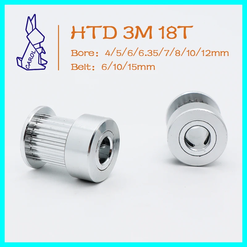 18Teeth HTD 3M Timing Pulley Bore 4/5/6~8/10/12mm For Width 6/10/15mm Belt Pulley 18T 3M Gears Timing Belt Synchronizing Wheels