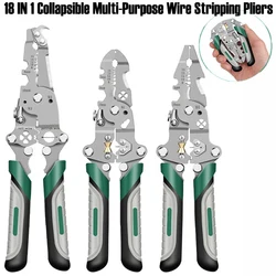 Collapsible Wire Stripping Pliers Cutting Crimping Terminals With Wrench Multi-function Electricians Professional Hand Tools
