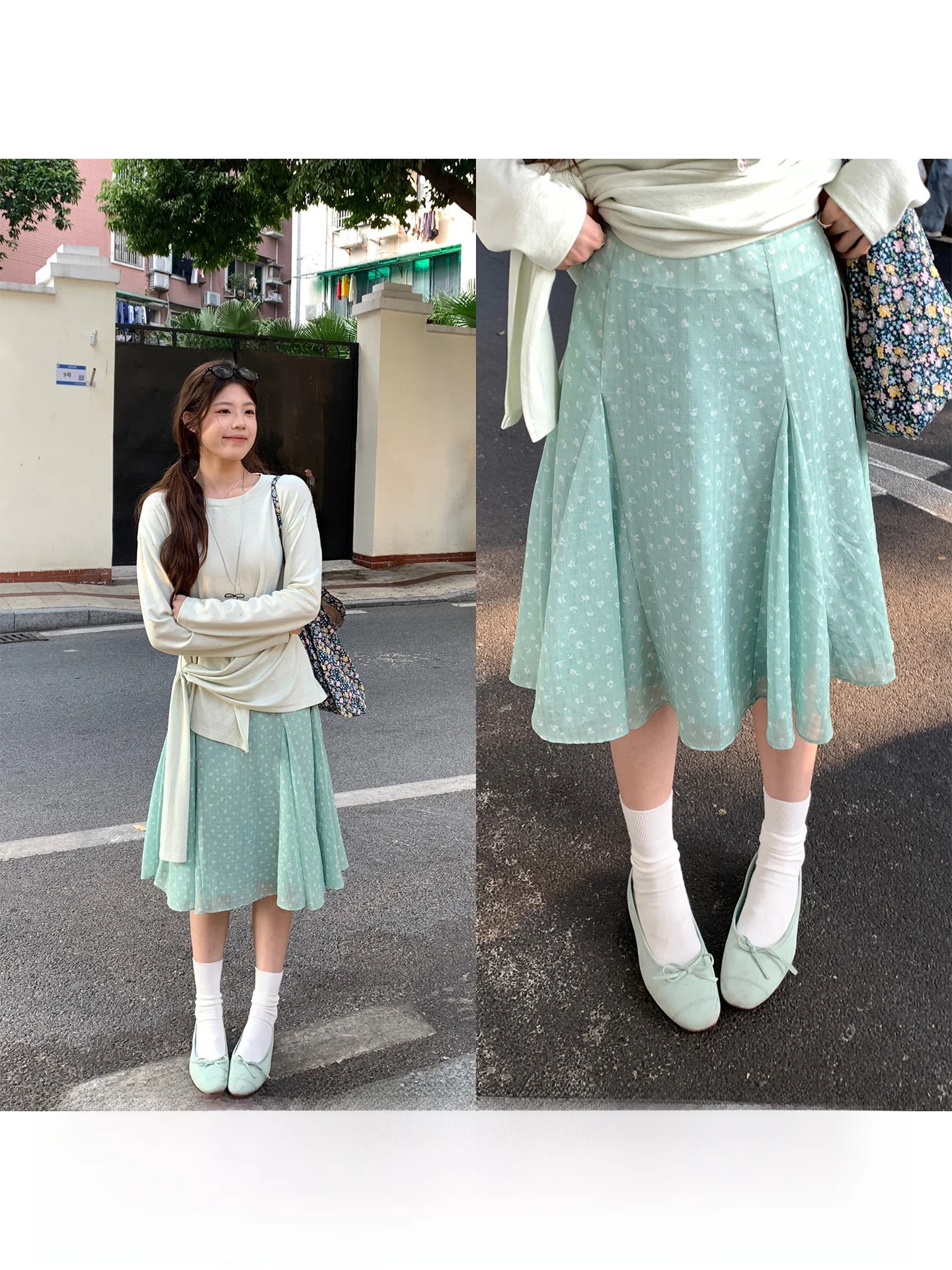 

Уникальная винтажная юбка А-силуэта с цветочным принтом для женщин, весенняя, с высокой талией, из дышащей полиэстеровой ткани, комфортная.