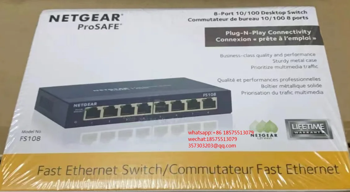 FOR Netgear FS108 8-Port Switch 100 Megabits New 1 PIECE