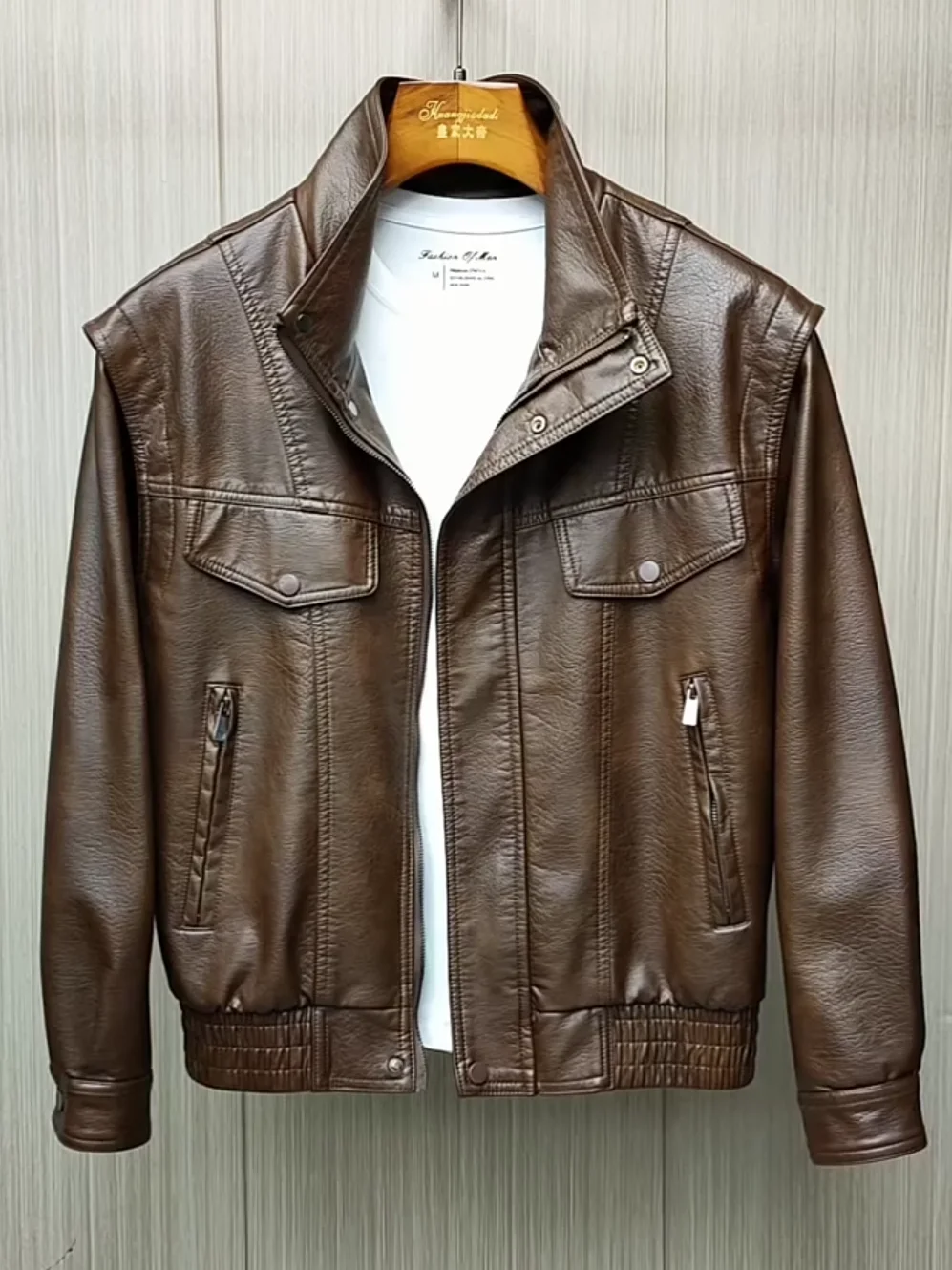 

Мужская демисезонная куртка из искусственной кожи с воротником-стойкой: новая, удобная, модная, высококачественная, легкая, стильная верхняя одежда